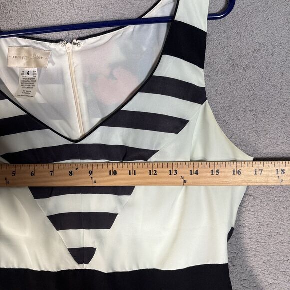 Anthro Corey Lynn Calter Women’s Size 4 Tank‎ Top Peplum Blouse Floral Striped - Picture 7 of 11